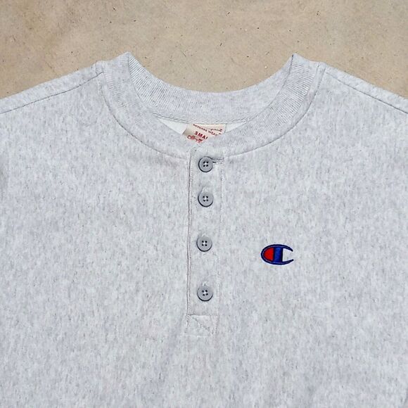 NWT Champion Women’s Reverse Weave Gray Retro Henley Sweatshirt - Size Small - Picture 3 of 11